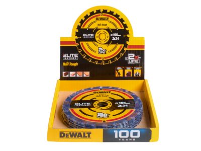 DEWALT DEWDT10400QZ 24T ELITE™ Series 165mm Circular Saw Blade CDU (10 Blades)