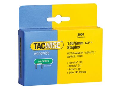 Tacwise TAC0345 140 Heavy-Duty Staples 6mm (Type T50  G) (Pack 2000)
