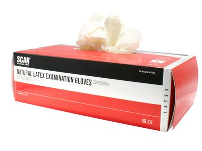 Scan SCAGLOLATEXL Latex Gloves - Large (Box 100)