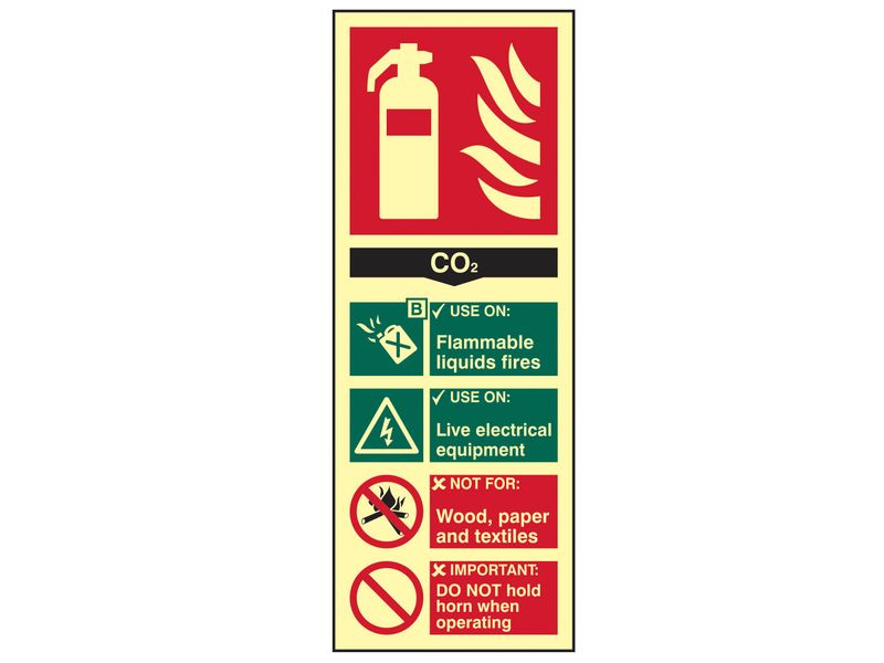 Scan SCA1592 Fire Extinguisher Composite CO2 - Photoluminescent 75 x 200mm