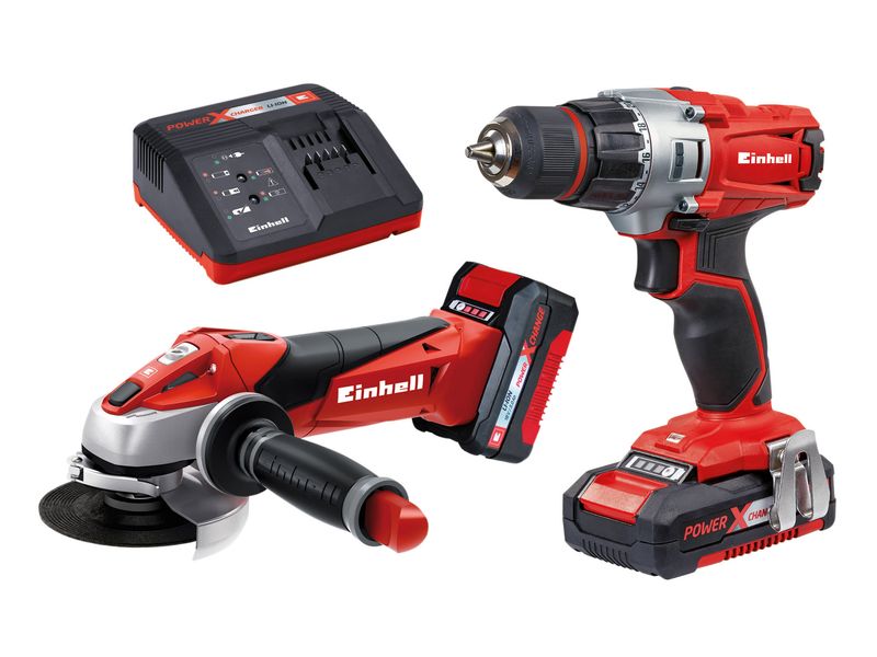Einhell EINTETK18LIK TE-TK 18 Li Drill &amp; Grinder Kit 18V 1 x 1.5Ah &amp; 1 x 3.0Ah Li-ion