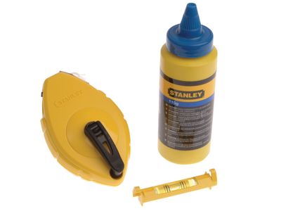 STANLEY STA047443 Chalk Line 30m, Blue Chalk &amp; Level