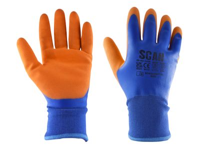 Scan SCAGLOWPTHM Thermal Waterproof Latex Coated Gloves - M (Size 8)