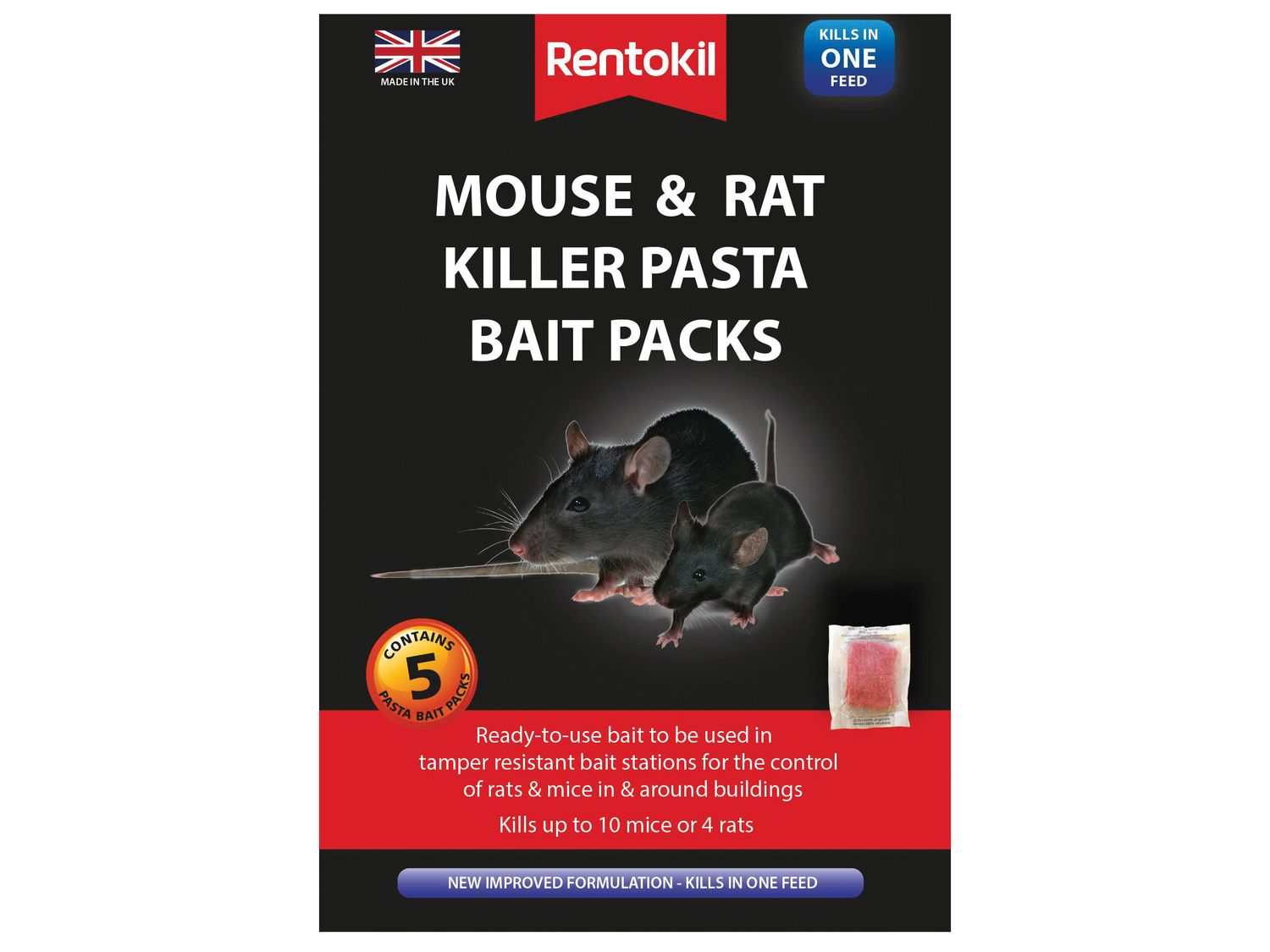 Rentokil RKLFMR51 Mouse &amp; Rat Killer Pasta Bait (Sachets 5)