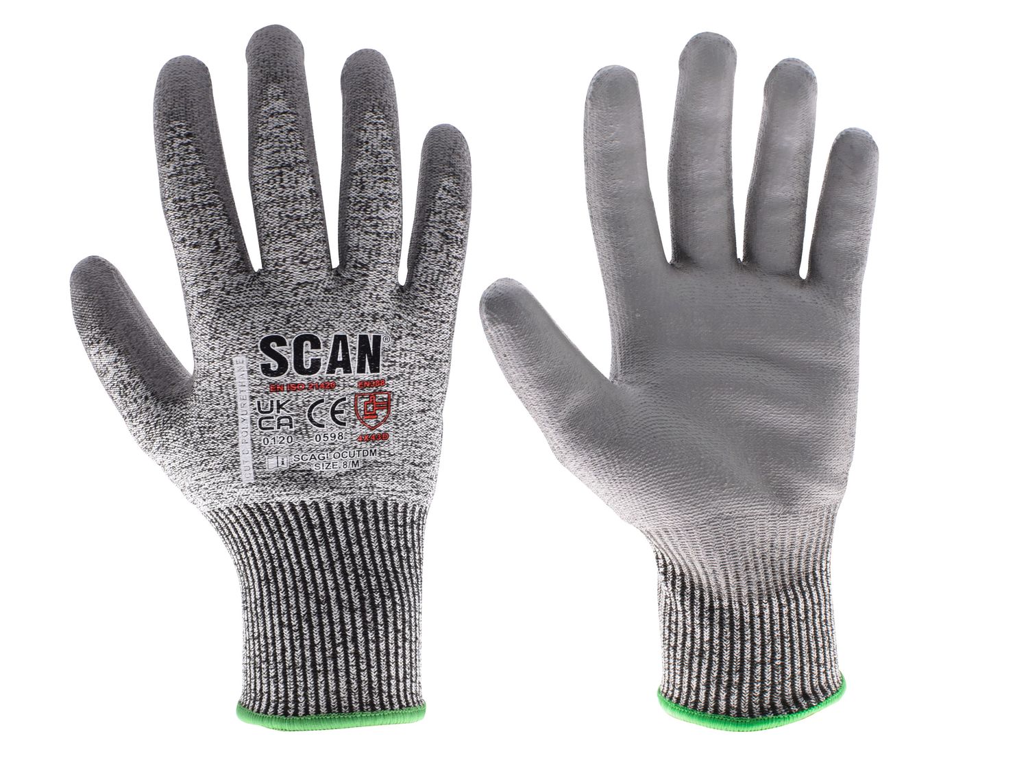 Scan SCAGLOCUTDM PU Palm Cut D Gloves - M (Size 8)