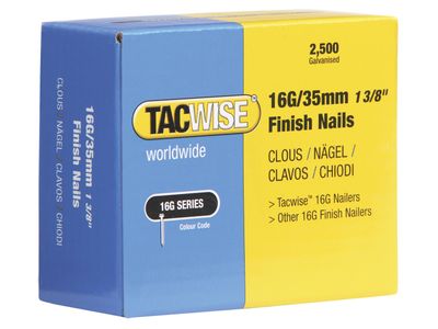Tacwise TAC0295 16 Gauge Straight Finish Nails 35mm (Pack 2500)