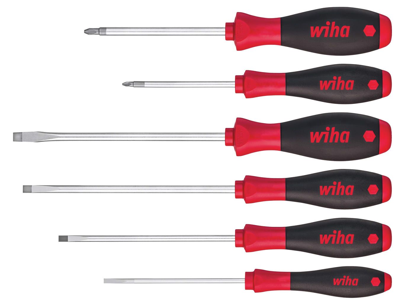 Wiha WHA07153 SoftFinish SL/PZ Screwdriver Set, 6 Piece