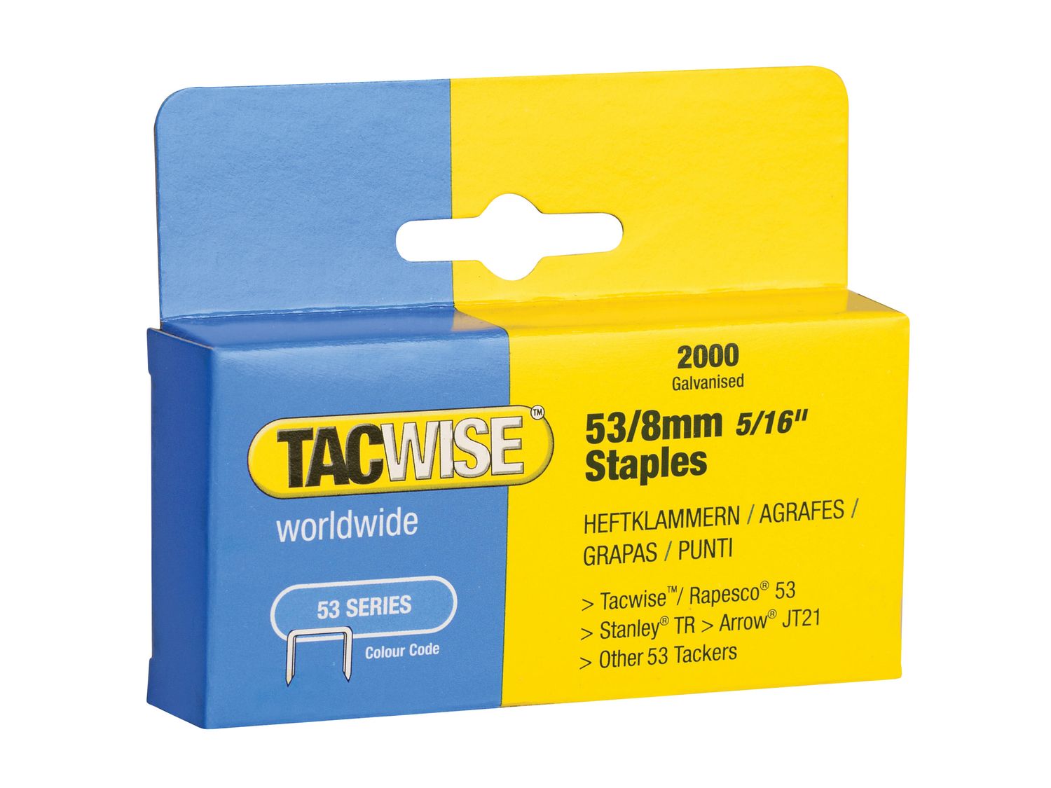 Tacwise TAC0335 53 Light-Duty Staples 8mm (Type JT21  A) (Pack 2000)