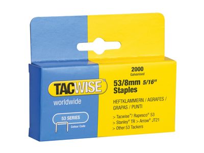 Tacwise TAC0335 53 Light-Duty Staples 8mm (Type JT21  A) (Pack 2000)