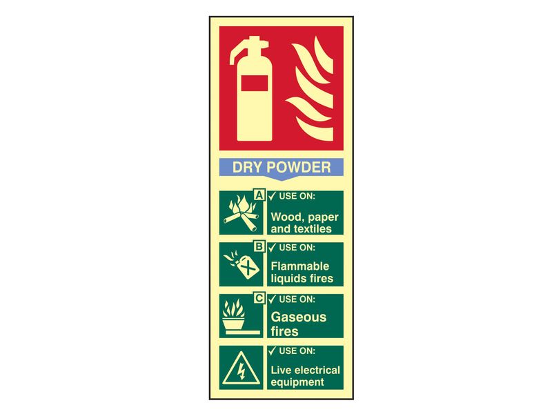 Scan SCA1593 Fire Extinguisher Composite - Dry Powder - Photoluminescent 75 x 200mm