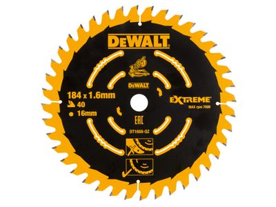 DEWALT DEWDT1668QZ Cordless Mitre Saw Blade For DCS365 184 x 16mm x 40T