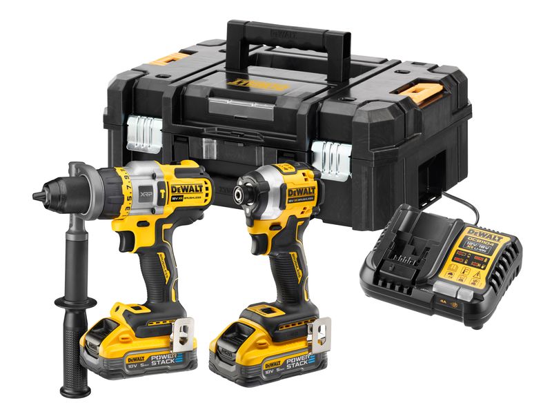 Dewalt DCK2052H2 18v POWERSTACK Combi + Impact Driver Twin Kit 2 x 5.0Ah Li-ion