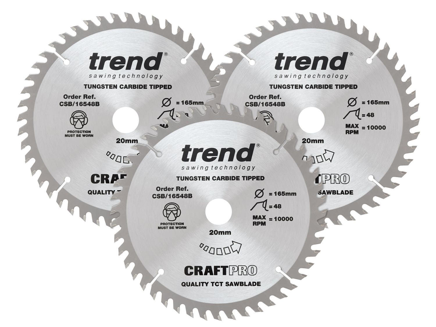 Trend TREPS1653PA CraftPro Plunge Saw Blade 165 x 20mm x 48T (Pack 3)