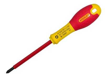 STANLEY STA065417 FatMax VDE Insulated Screwdriver Pozidriv Tip PZ0 x 75mm