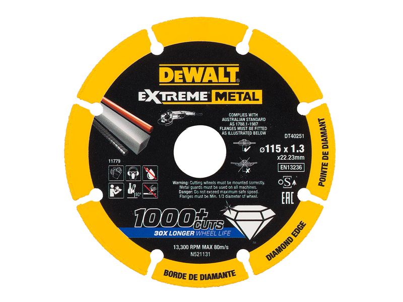 Dewalt DT40251 Extreme Diamond Metal Cutting Disc 115 x 22.23 x 1.3mm