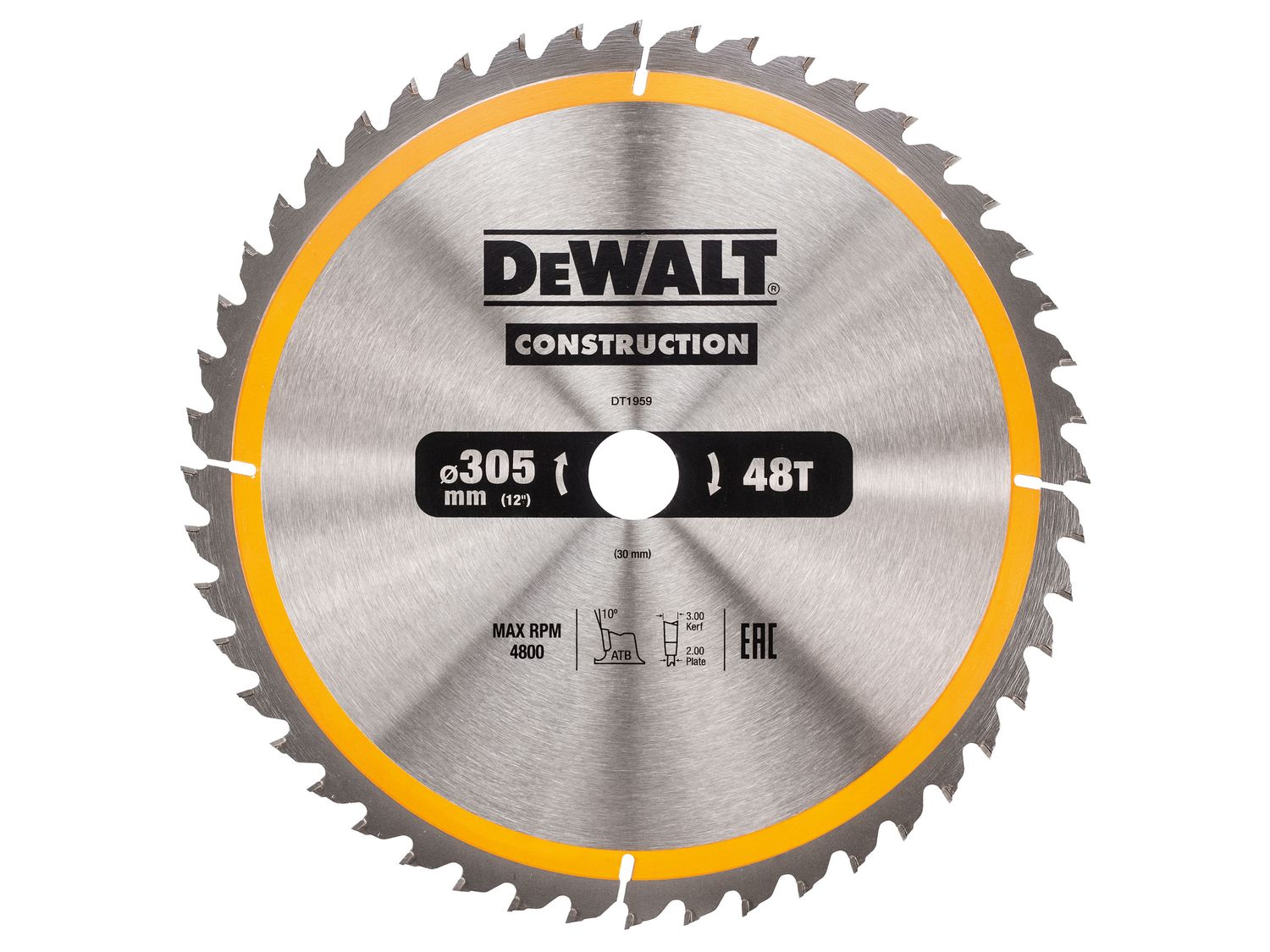 Dewalt DT1959 Stationary Construction Circular Saw Blade 305 x 30mm x 48T