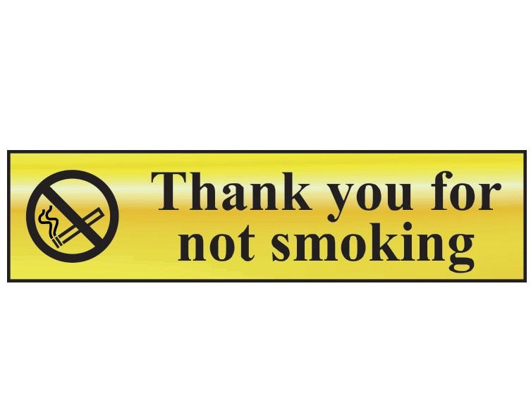 Scan SCA6001 Thank You For Not Smoking - Polished Brass Effect 200 x 50mm