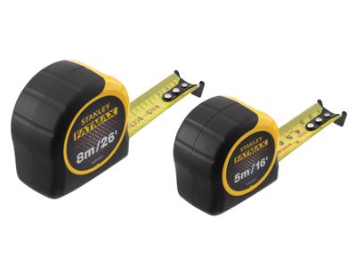 STANLEY STA081745 FatMax Classic Tape Twin Pack 5m/16ft + 8m/26ft (Width 32mm)