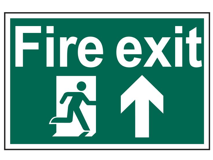 Scan SCA1505 Fire Exit Running Man Arrow Up - PVC Sign 300 x 200mm