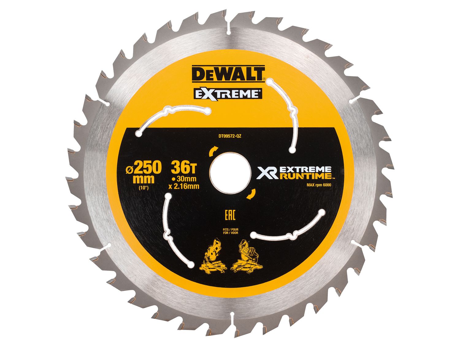 Dewalt DT99572QZ Extreme Runtime FlexVolt Mitre Saw Blade 250 x 30mm x 36T