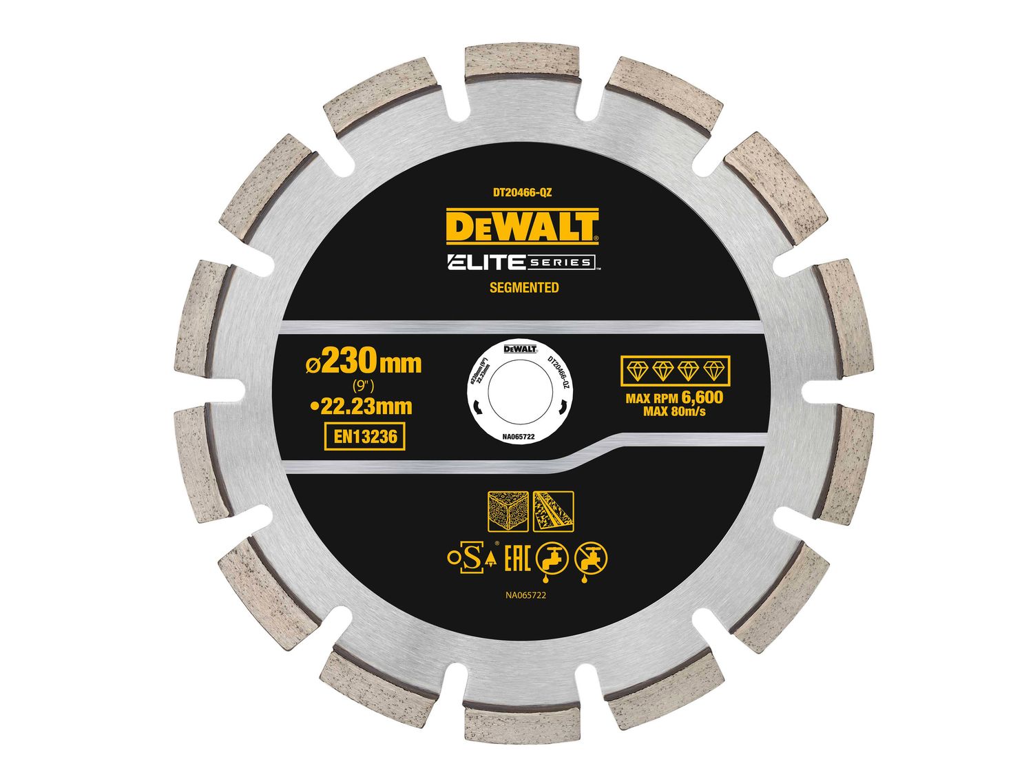 DEWALT DEWDT20466QZ ELITE SERIES™ Asphalt Diamond Segmented Wheel 230 x 22.23mm
