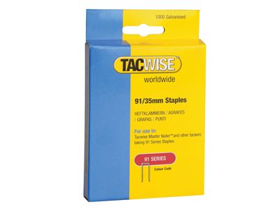 Tacwise TAC0746 91 Narrow Crown Staples 35mm - Electric Tackers (Pack 1000)