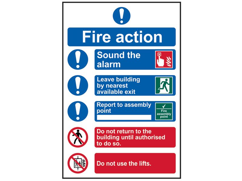 Scan SCA0178 Fire Action Procedure, Style 2 - PVC Sign 200 x 300mm