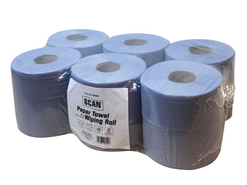 Scan SCASC150M6F Paper Towel Wiping Roll 2-Ply 176mm x 150m (Pack 6)