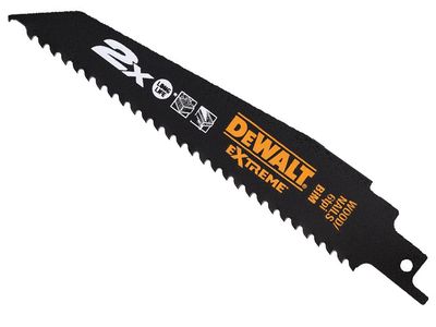 DEWALT DEWDT2300LQZ 2X Life Wood &amp; Nail Reciprocating Blade 152mm x 6 TPI Pack of 5