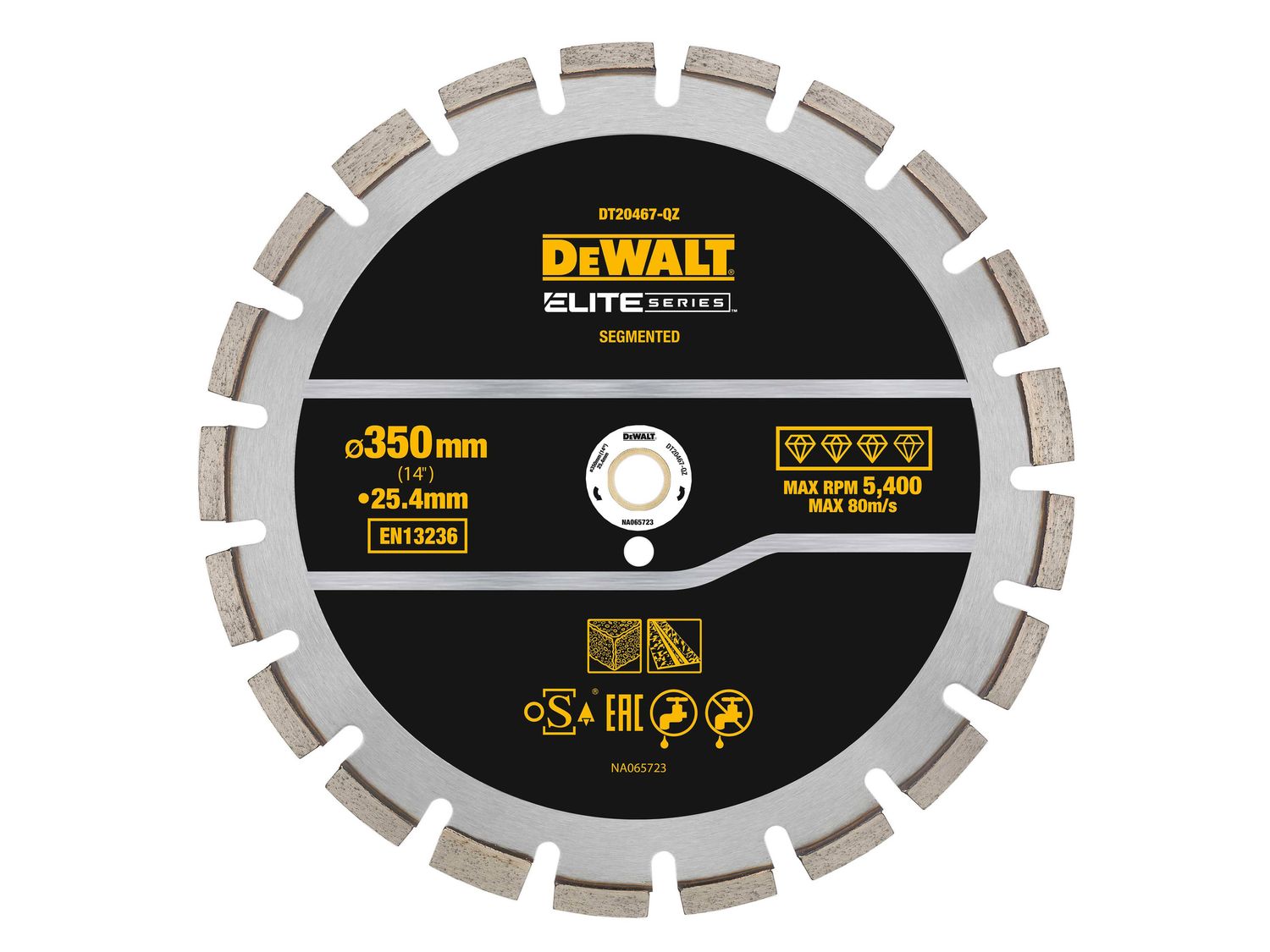 DEWALT DEWDT20467QZ ELITE SERIES™ Asphalt Diamond Segmented Wheel 350 x 25.4mm