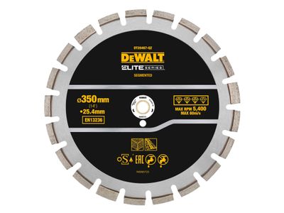 DEWALT DEWDT20467QZ ELITE SERIES™ Asphalt Diamond Segmented Wheel 350 x 25.4mm