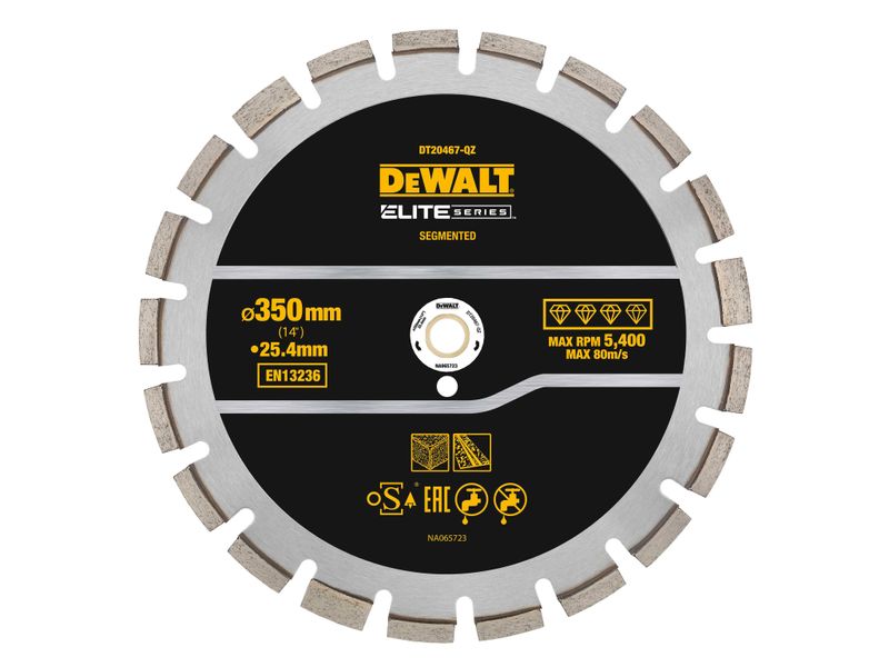 DEWALT DEWDT20467QZ ELITE SERIES™ Asphalt Diamond Segmented Wheel 350 x 25.4mm