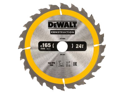 DEWALT DEWDT1934QZ Portable Construction Circular Saw Blade 165 x 20mm x 24T