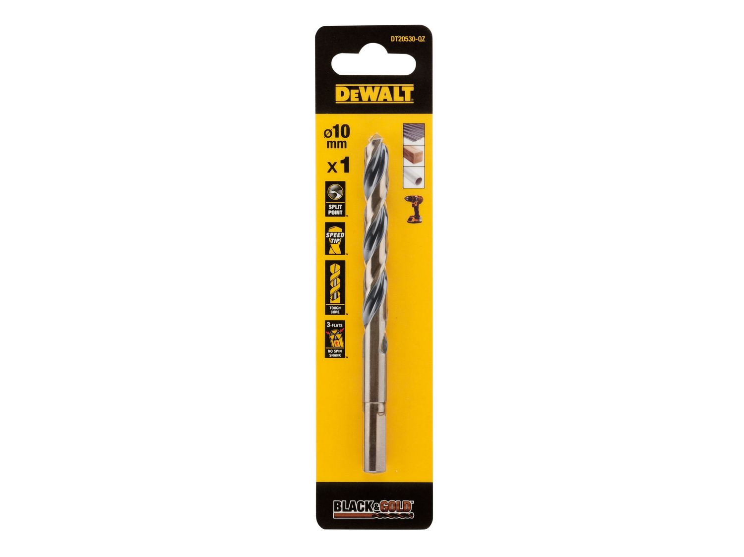 DEWALT DEWDT20530QZ BLACK&amp;GOLD HSS Drill Bit 10.0mm