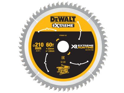 DEWALT DEWDT99567QZ XR FlexVolt Table Saw Blade 210 x 30mm x 60T