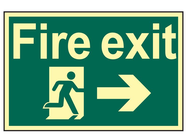 Scan SCA1581 Fire Exit Running Man Arrow Right - Photoluminescent 300 x 200mm