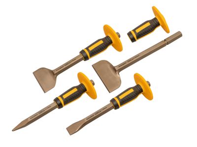 Roughneck ROU31934 Bolster &amp; Chisel Set with Non-Slip Guards, 4 Piece
