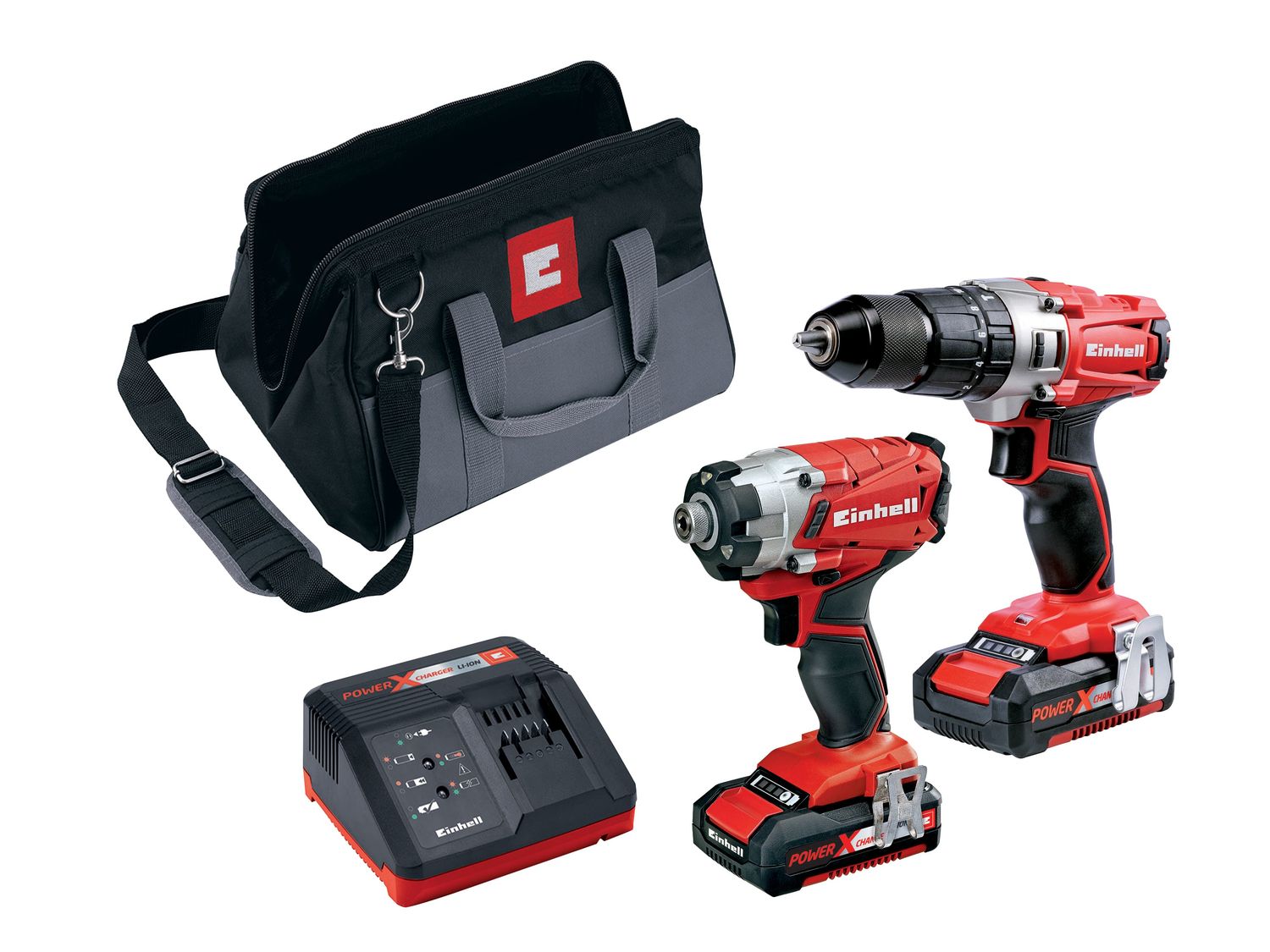 Einhell 4257214 EINPXTWIN2 18v Power X-Change Combi and Impact Driver Twin Kit 2 x 2.0Ah Li-ion