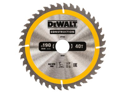 Dewalt DT1945 Portable Construction Circular Saw Blade 190 x 30mm x 40T