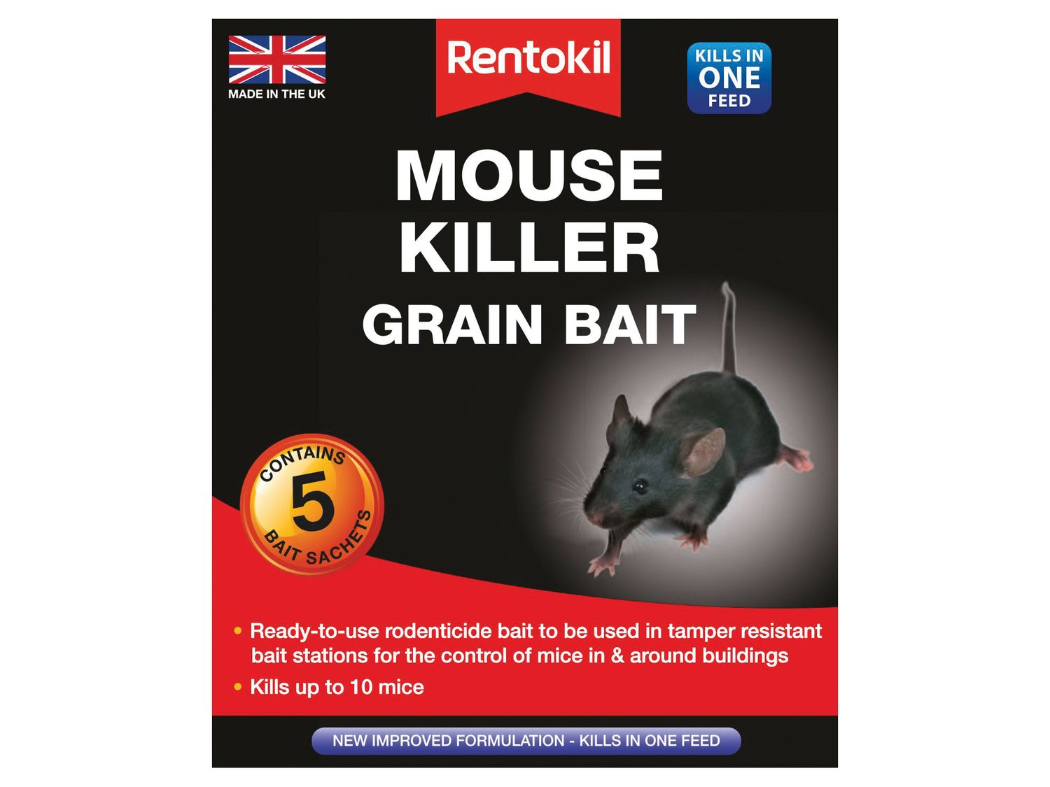 Rentokil RKLPSM21 Mouse Killer Grain Bait (Sachets 5)