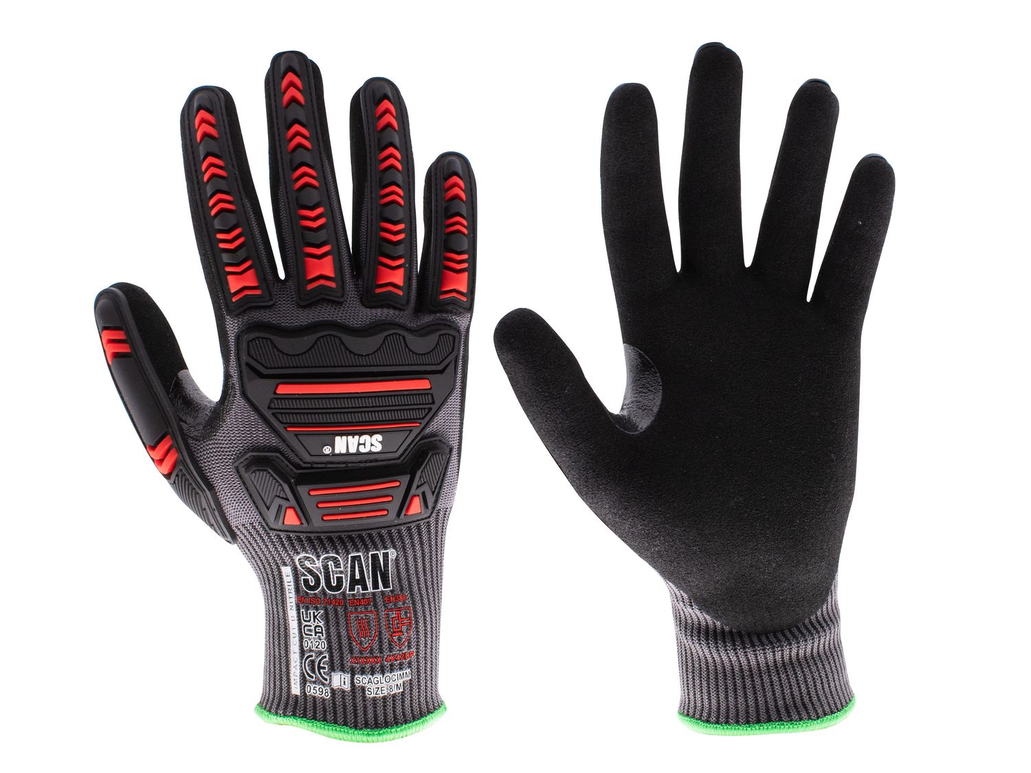 Scan SCAGLOCIMM Nitrile Palm Impact Cut D Gloves - M (Size 8)