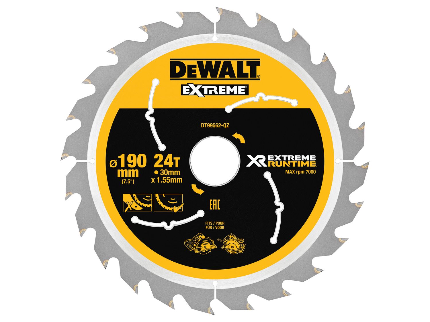 Dewalt DT99562QZ XR FlexVolt Circular Saw Blade 190 x 30mm x 24T