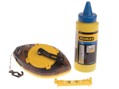 Stanley STA047465 0-47-465 Power Winder 30m Chalk Line Chalk and Level Set