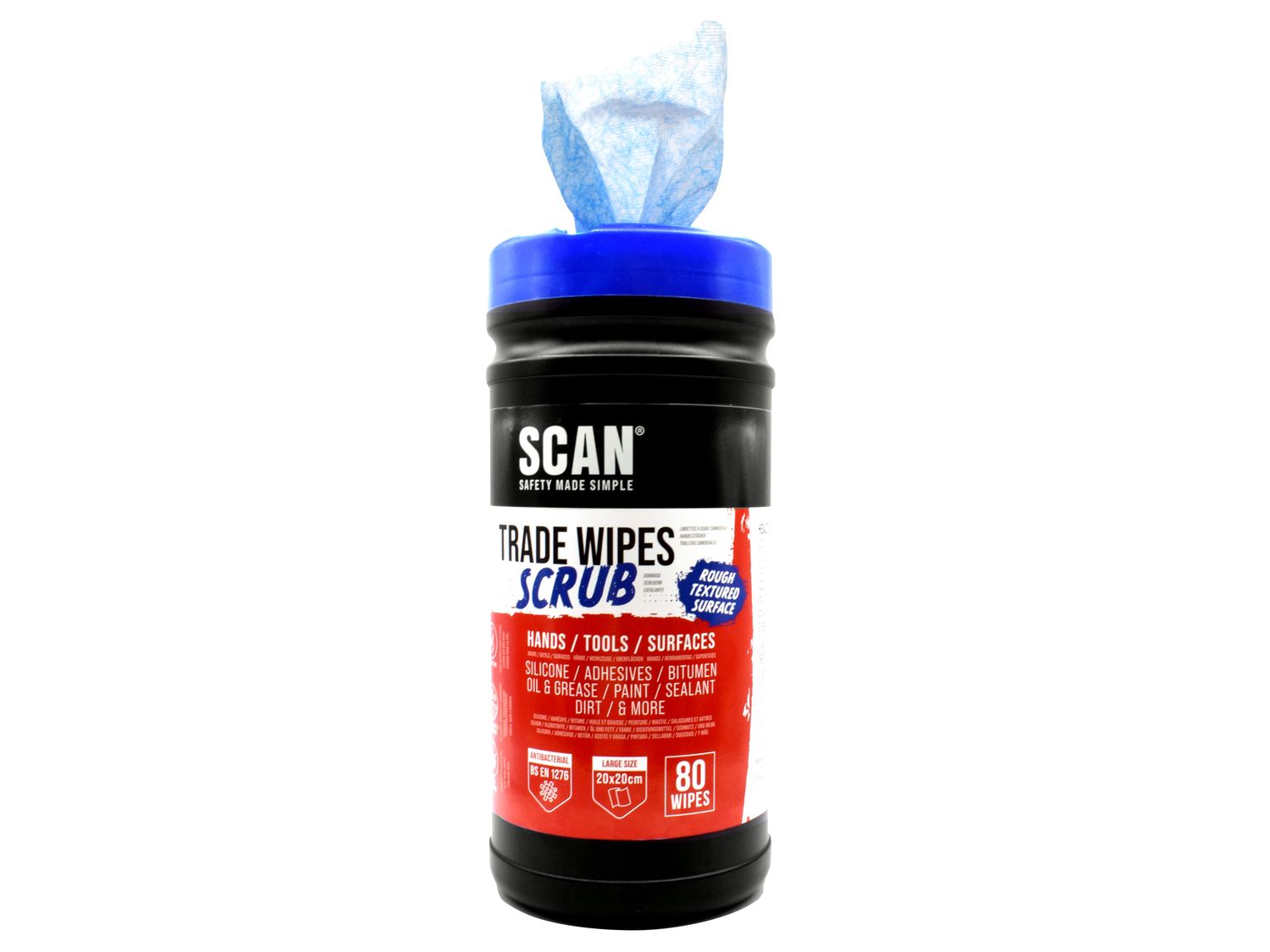 Scan SCACWS80 Scrub Wipes (Tub 80)