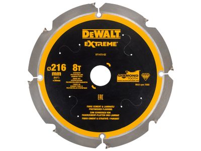 DEWALT DEWDT1473QZ Extreme PCD Fibre Cement Saw Blade 216 x 30mm x 8T