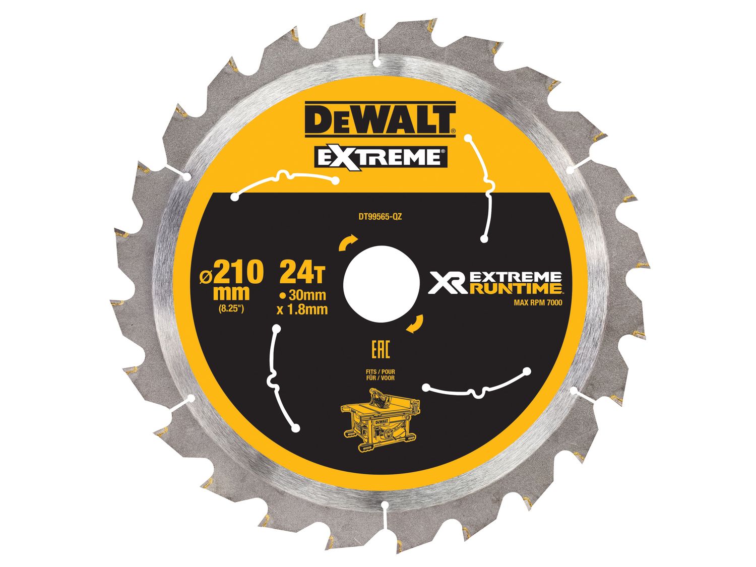 DEWALT DEWDT99565QZ XR FlexVolt Table Saw Blade 210 x 30mm x 24T