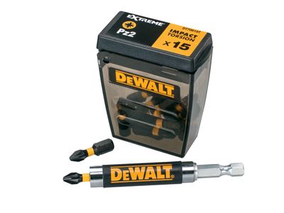 DEWALT DEWDT70618TQ Extreme Impact Torsion Bits PZ2 (Tic Tac Box 15) and Holder