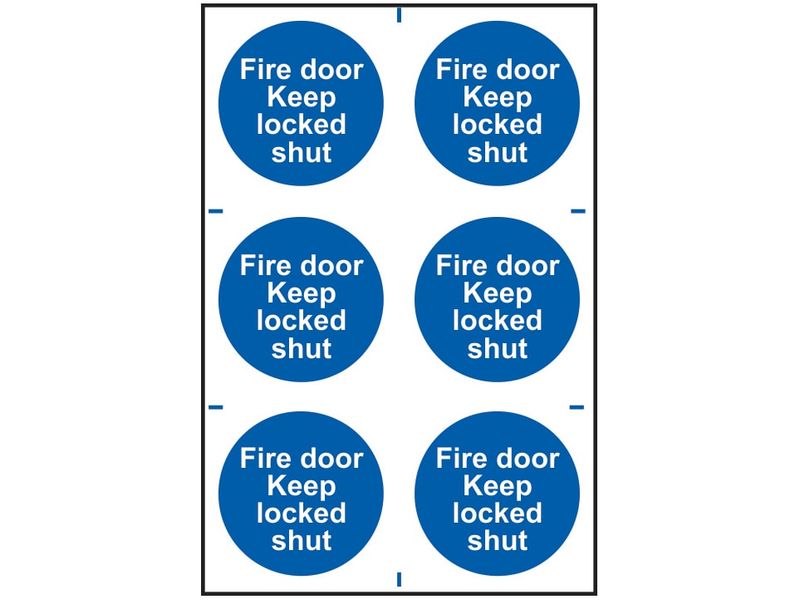 Scan SCA0153 Fire Door Keep Locked Shut - 6 PVC Signs 100 x 100mm