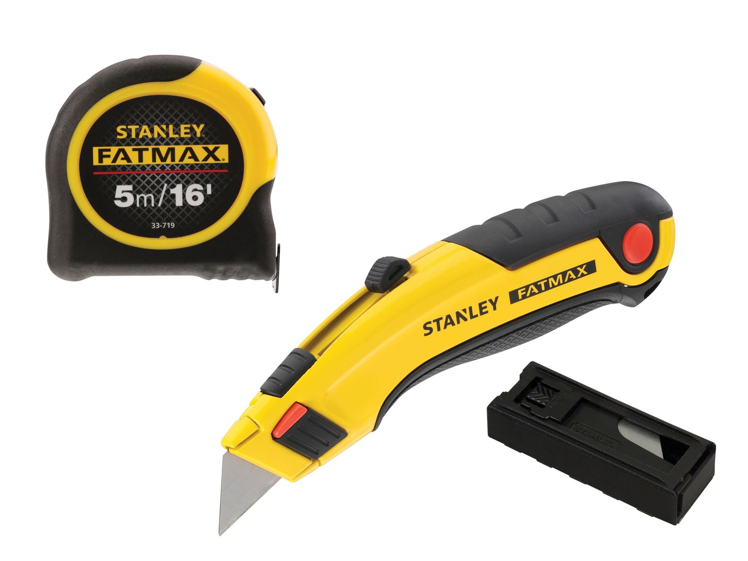 STANLEY STA043257TP FatMax Triple Pack - Tape, Retractable Knife and Blades