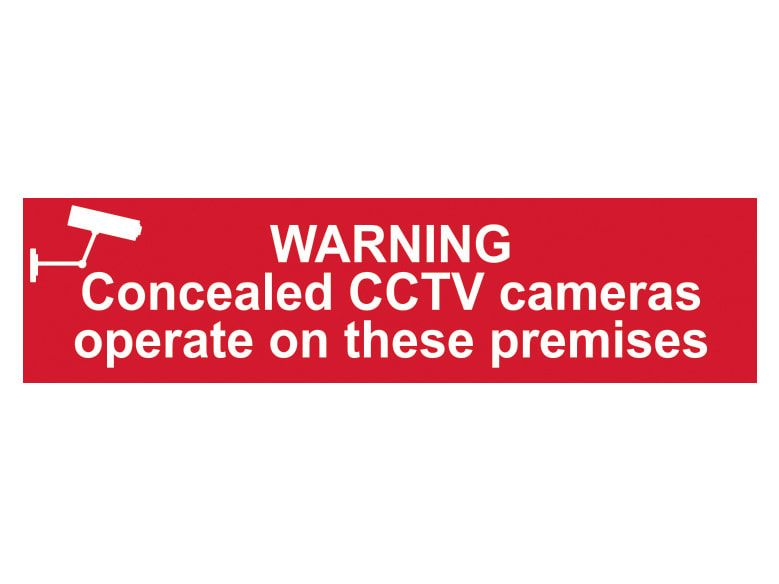 Scan SCA5254 Warning Concealed CCTV Camera - PVC Sign 200 x 50mm
